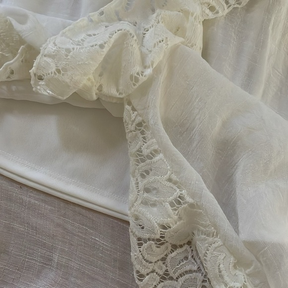 By & By Boho Lace Trim Country WesternLong Maxi Skirt Girl L 14 Ivory Off-White - Picture 4 of 6